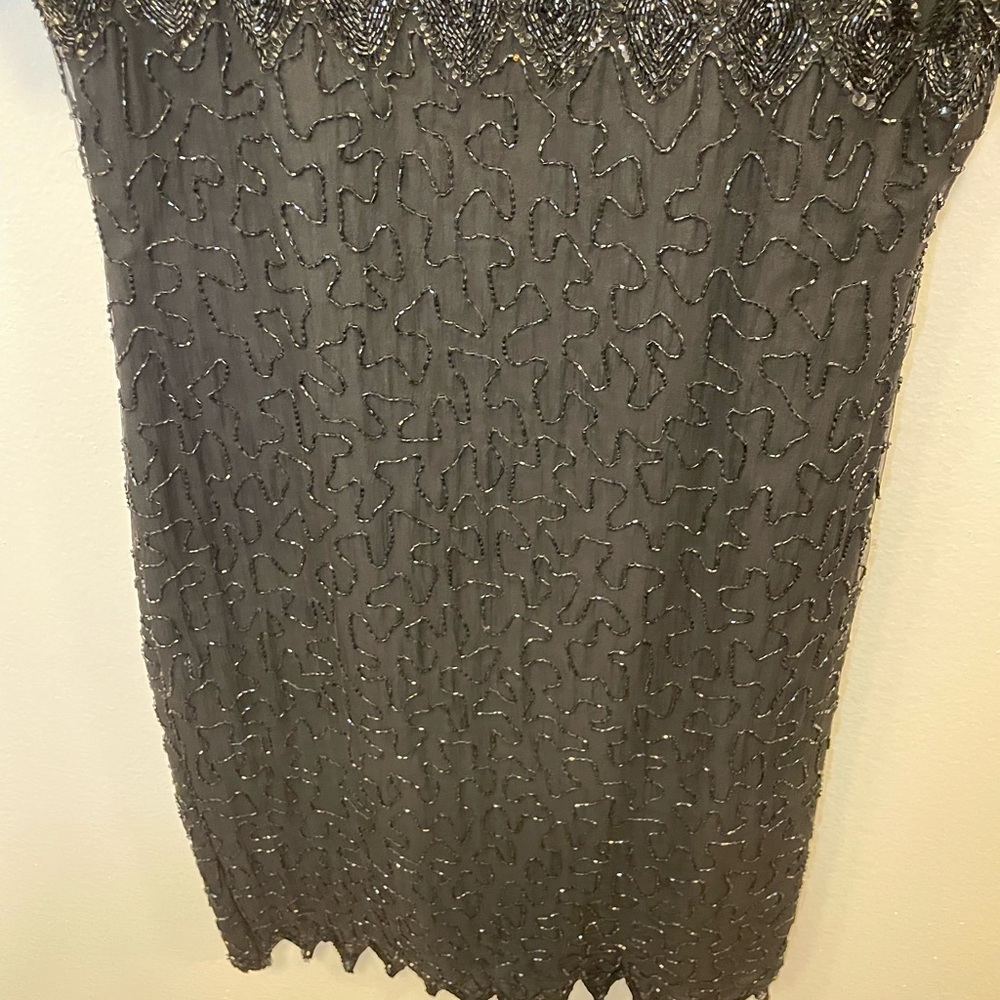 Laurence Kazar vintage 80s beaded black dress in women’s size medium - Picture 4 of 7